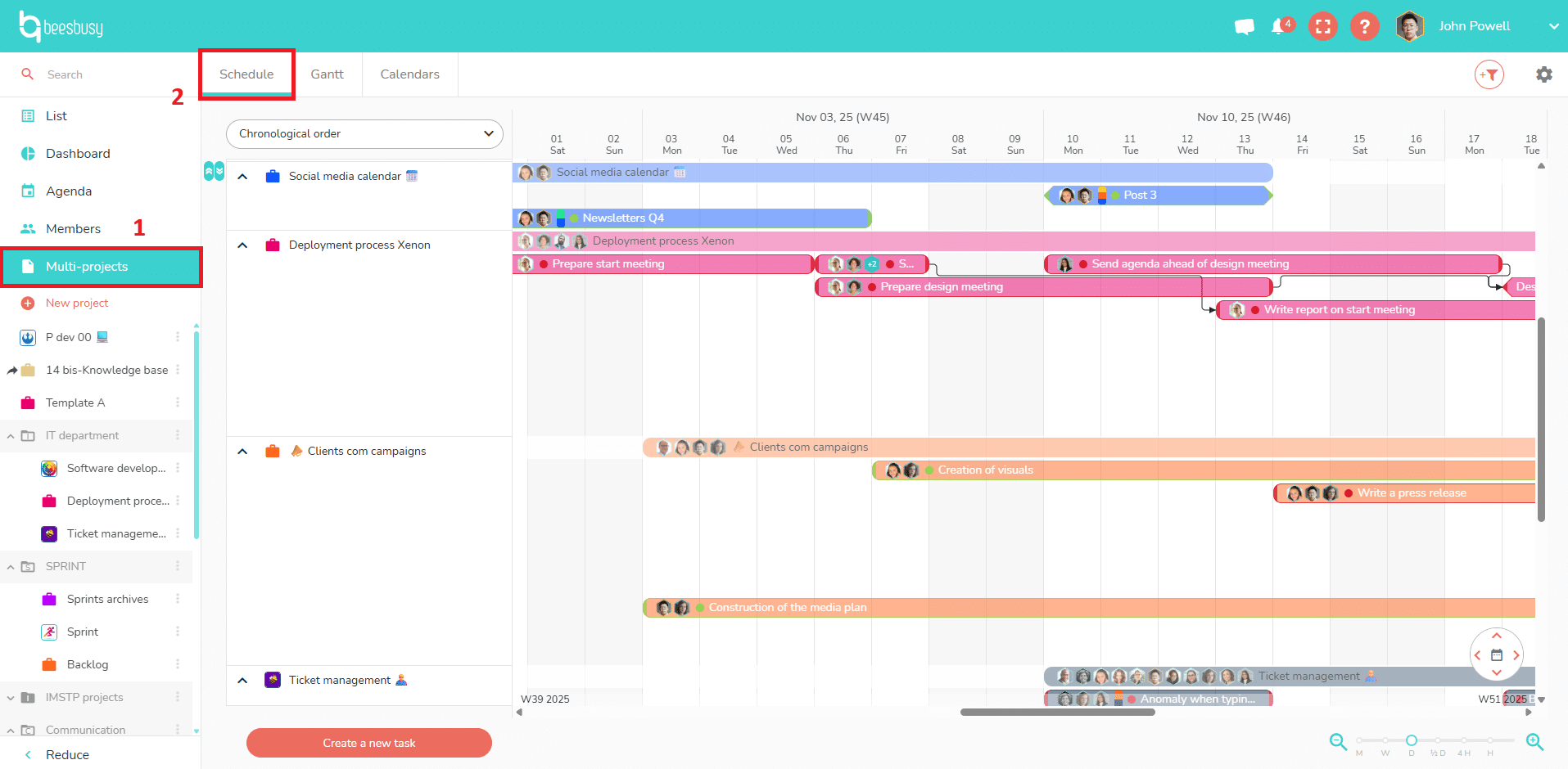 How to access the Schedule multi-projects view