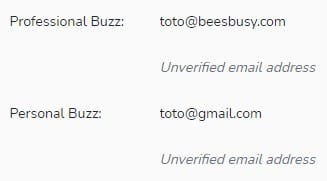 Alternative email adresses to receive the buzz