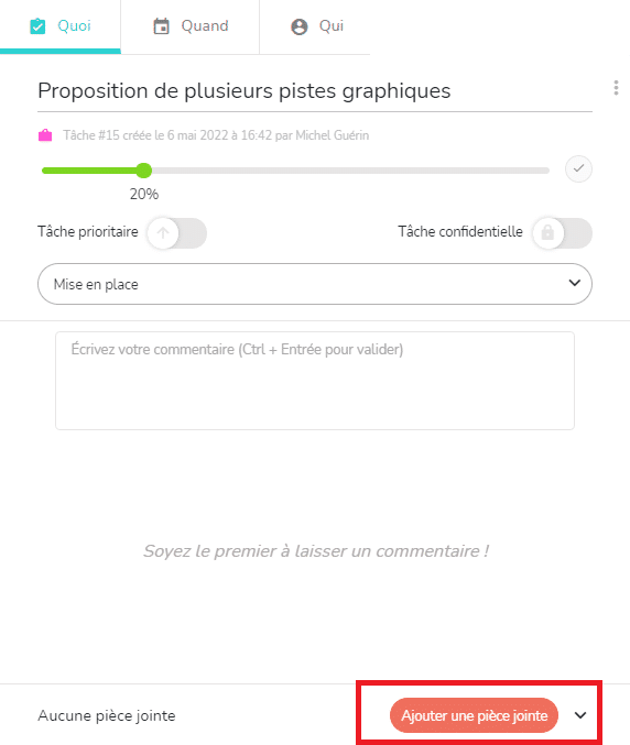 Bouton pour ajouter une pj sur une tâche