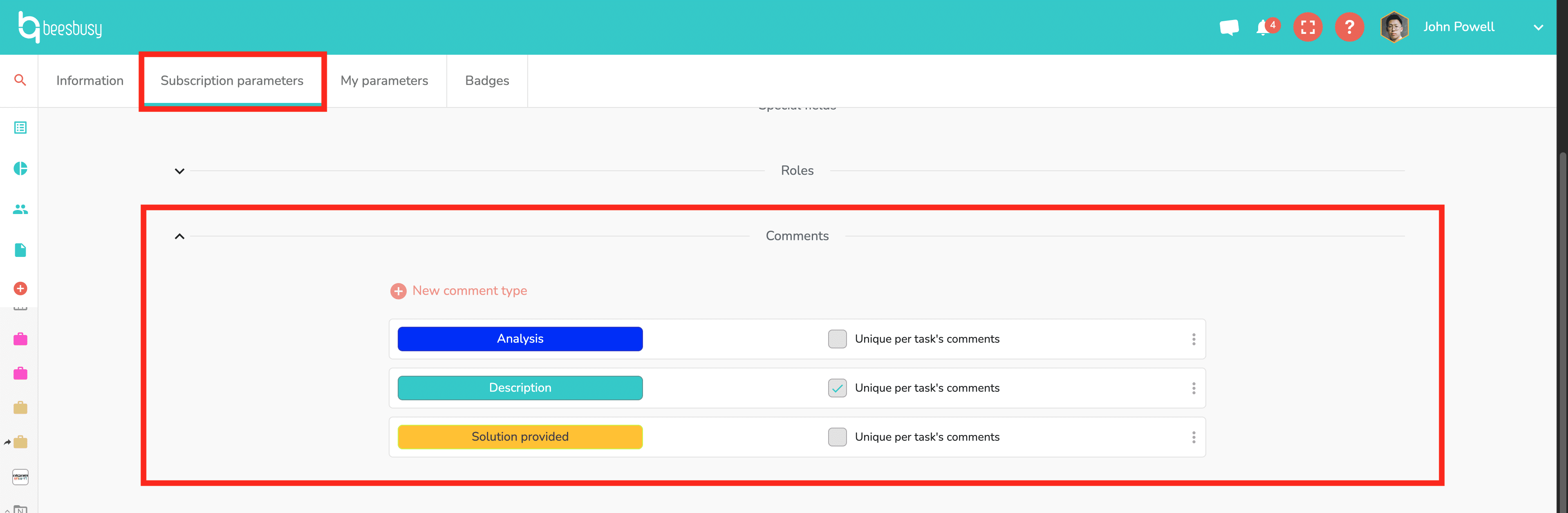 How to create types of comments
