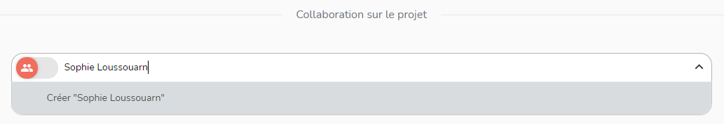 Création d'un membre dans la section "collaboration sur le projet"