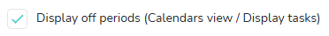 Option of the calendars view allowing to see the off periods planned in the agenda