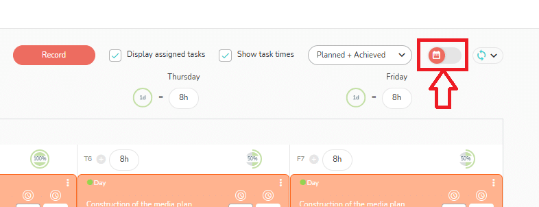 Button to display the weekends on the agenda