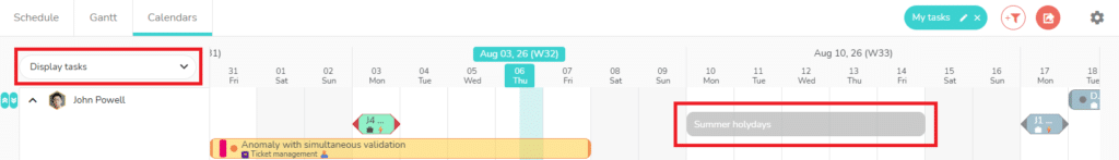 Display in the calendars view the off periods planned in the members agendas.