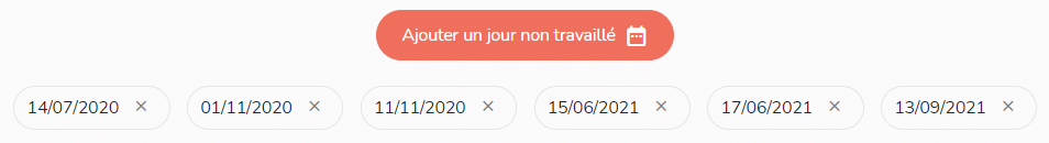 Jours non travaillés du projet