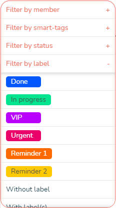 Filter your project's views with labels.