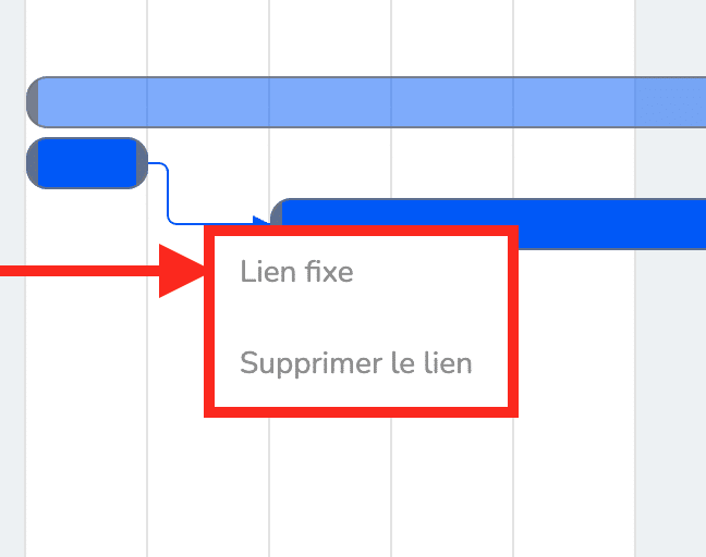 Modification d'un lien normal en lien fixe