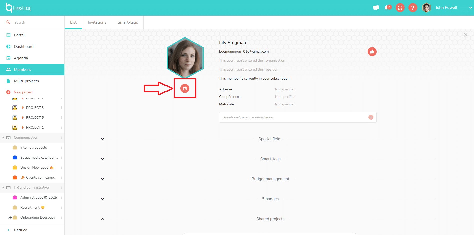 How to access to the member's agenda
