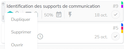 Ouverture du menu déroulant sur la tâche FR