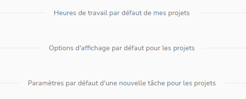 Paramétrage par défaut création de projet