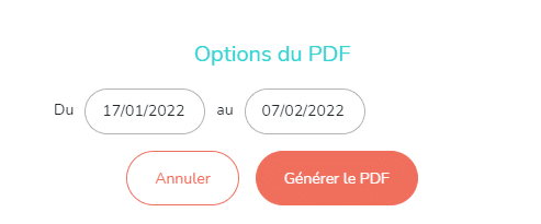 Sélection période impression PDF
