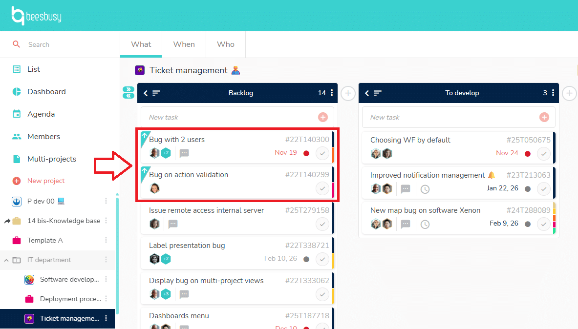 The priority tasks are displayed at the top of the task list in the What view