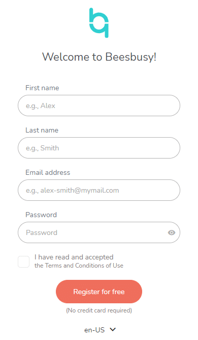 register to your Beesbusy account.