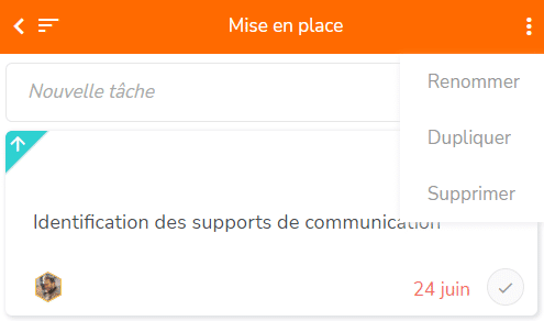 Renommer ou dupliquer une liste de tâches