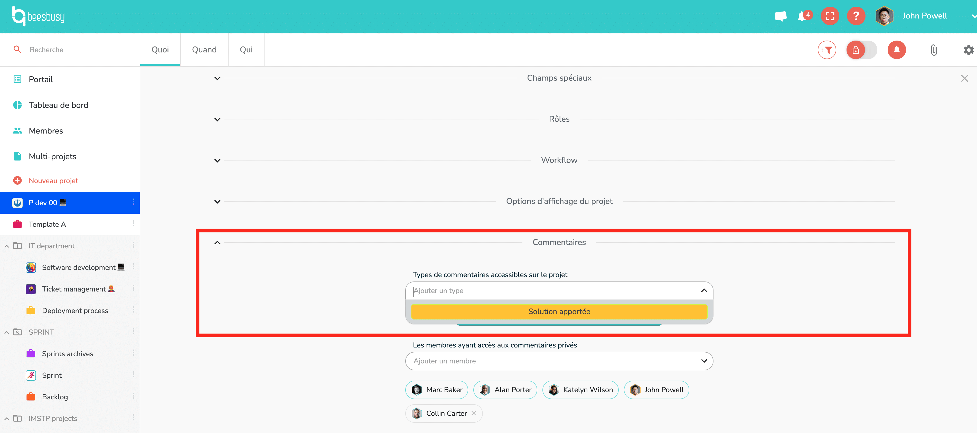 Comment choisir ses types de commentaires pour ses projets
