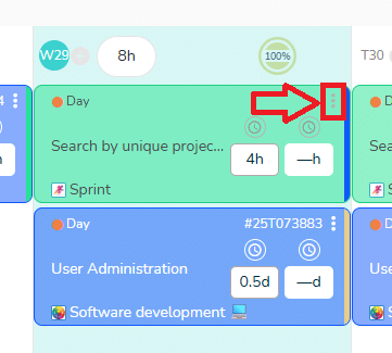 Menu to access to the special fields of the task