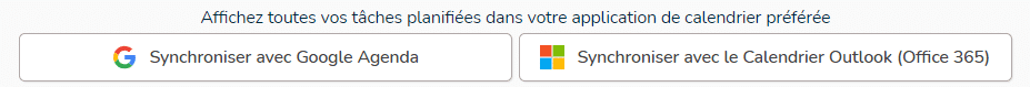 Synchronisation du projet avec Outlook et Google Agenda