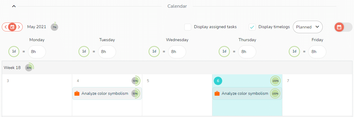 Visualize the workload of your team on the member's calendar