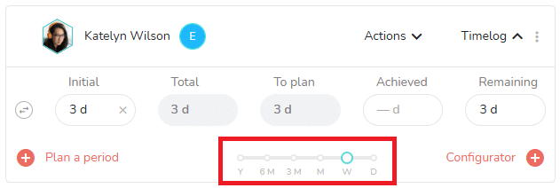 Selector to plan time for a type of period