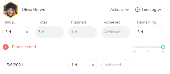 Plan time on a task for a member