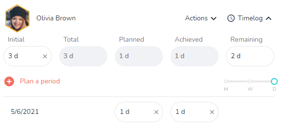 Plan workload on a schedule on a task for a member