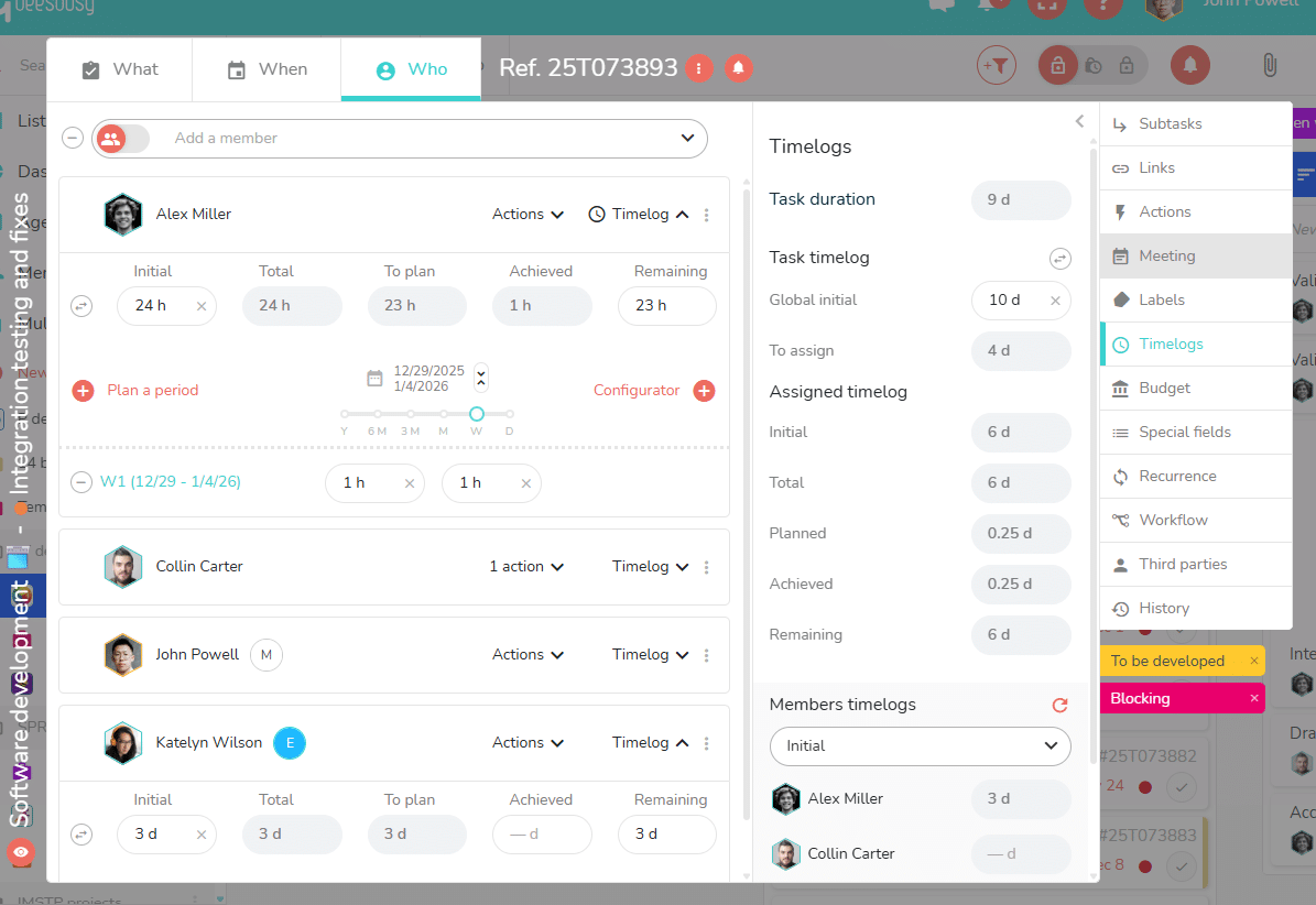Overview of time management in the detail of the task