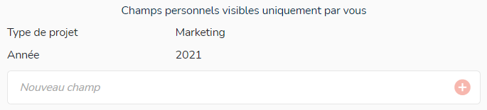 Champs personnels de vos projets