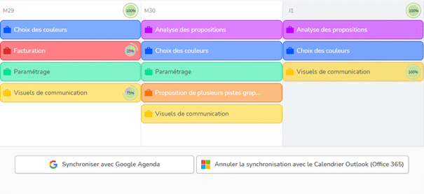 Stoppez la synchronisation avec les boutons en bas de l'agenda