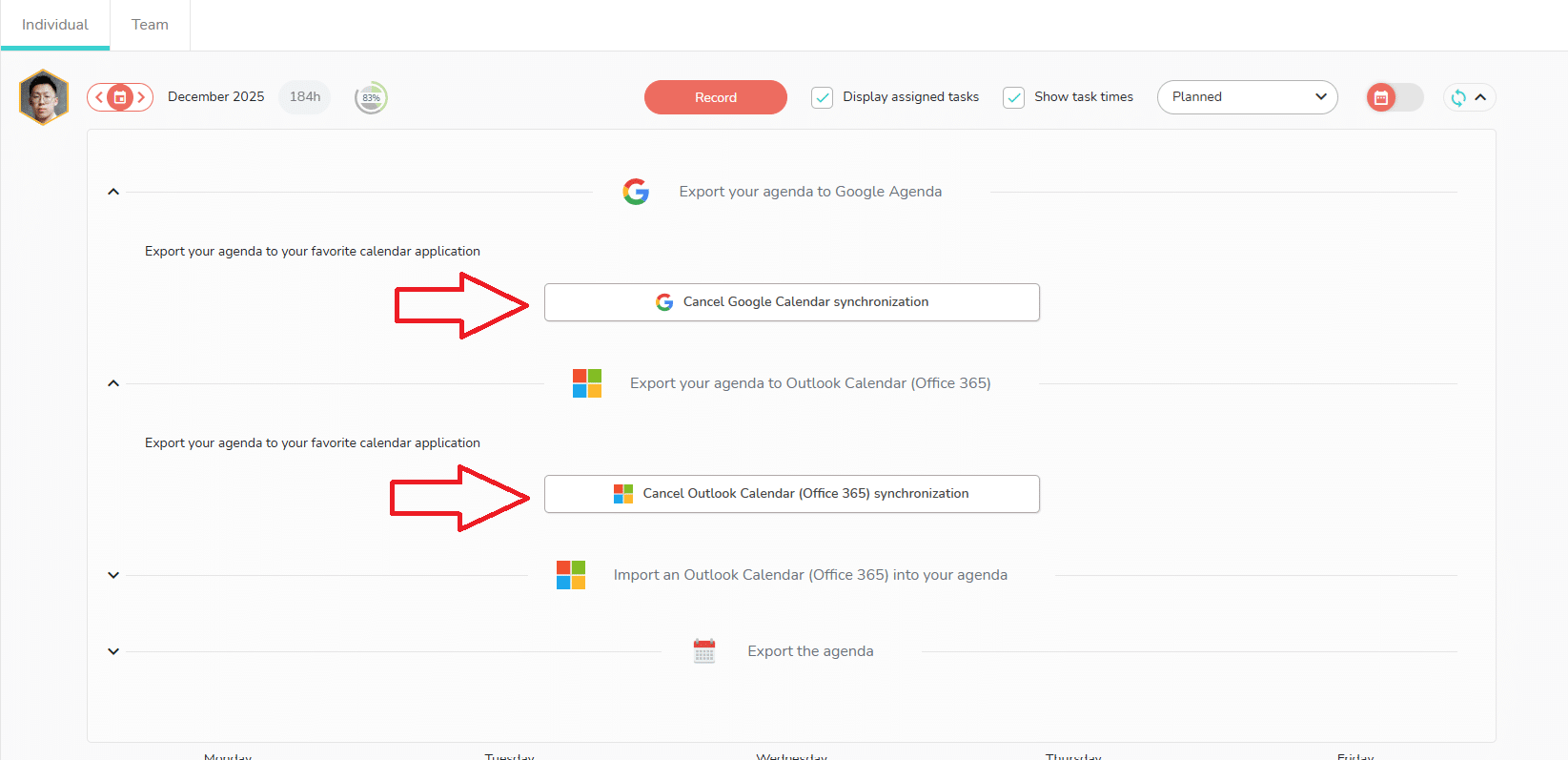 How to cancel the sync of your agenda with google or outlook