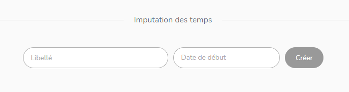 La section Imputation des temps dans les paramètres du projet