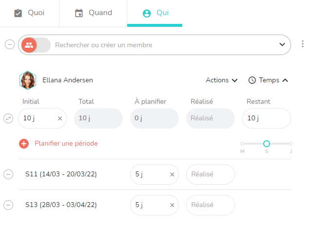 Temps saisis sur une tâche