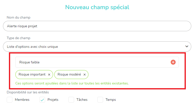 Les listes d’options avec choix unique ou choix multiple