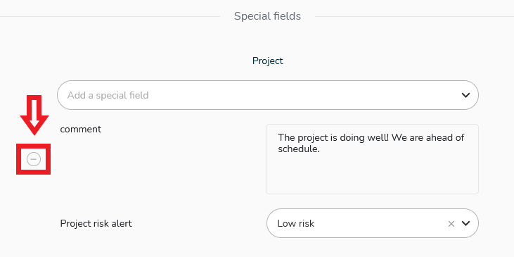 Button to remove a field from the project