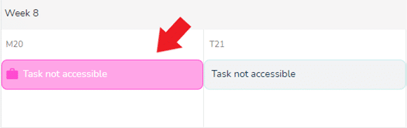 Representation of a non-accessible task with a limited change status