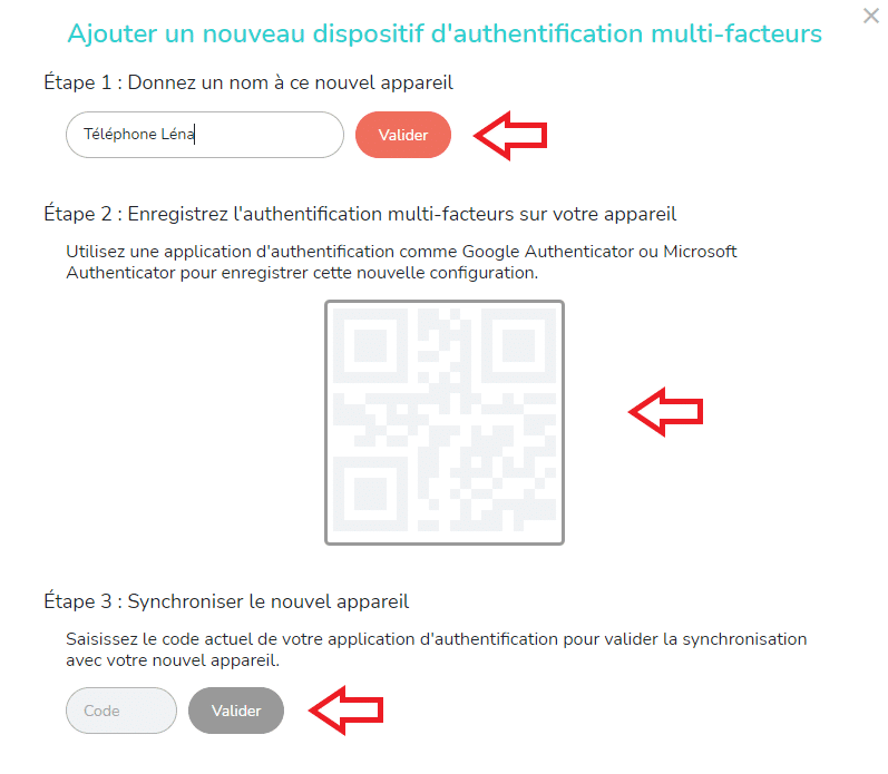Fenêtre de double authentification Beesbusy