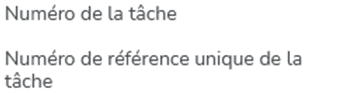 Filtre numéro de référence unique et numéro unique de la tâche