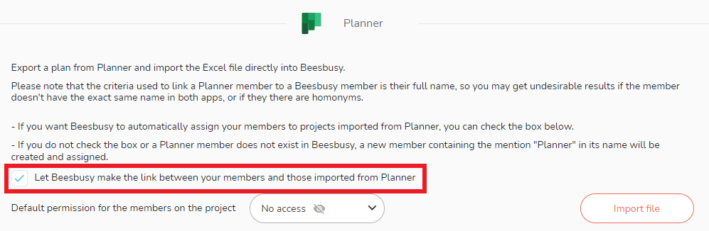 members imported from Planner
