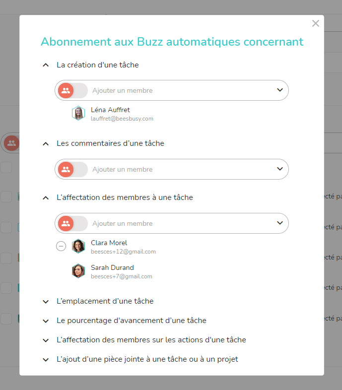 Abonnement aux Buzz automatiques