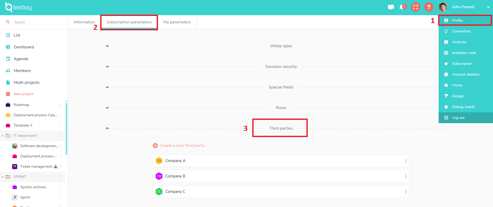 Where to create third parties