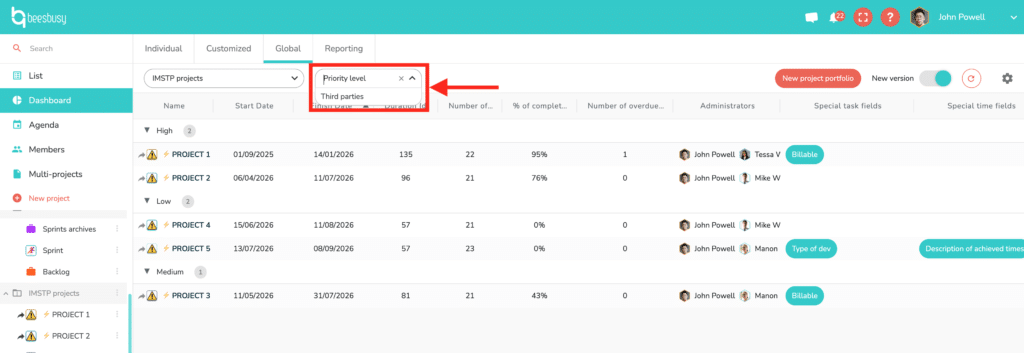 How to group projets inside a portfolio