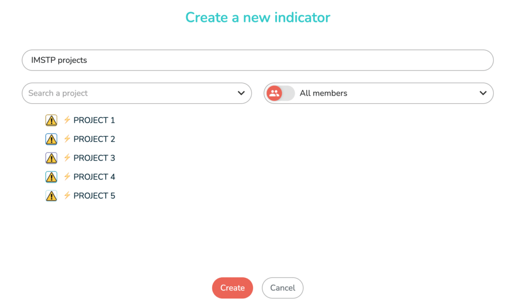 Pop up new indicator creation