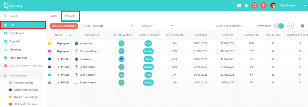 New way to access the global dashboard : go to the list view