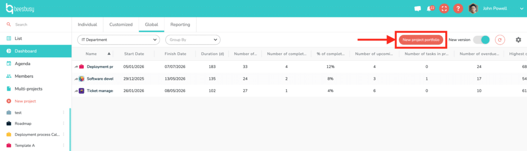 How to create a new portfolio