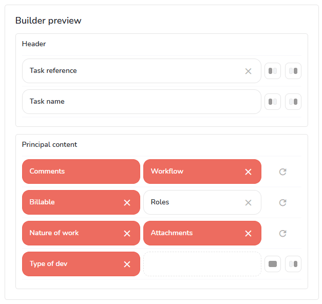 Two parts configuration of the update window