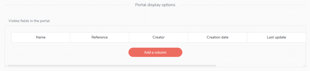 Options of the portal