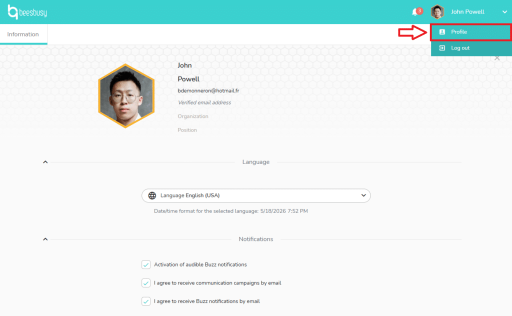 How to access your profil e in the portal
